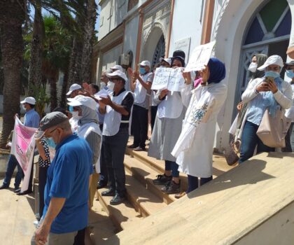 الجامعة الوطنية للصحة ugtm تنظم وقفة احتجاجية أمام مندوبية الصحة بالجديدة