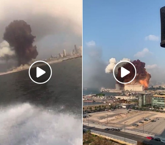 انفجار ضخم يهز العاصمة اللبنانية بيروت (فيديو)