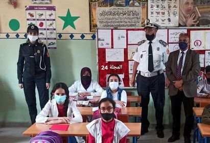 أمن بيوكرى ينظم حملة تحسيسية للسلامة الطرقية  بمدرسة الصفا