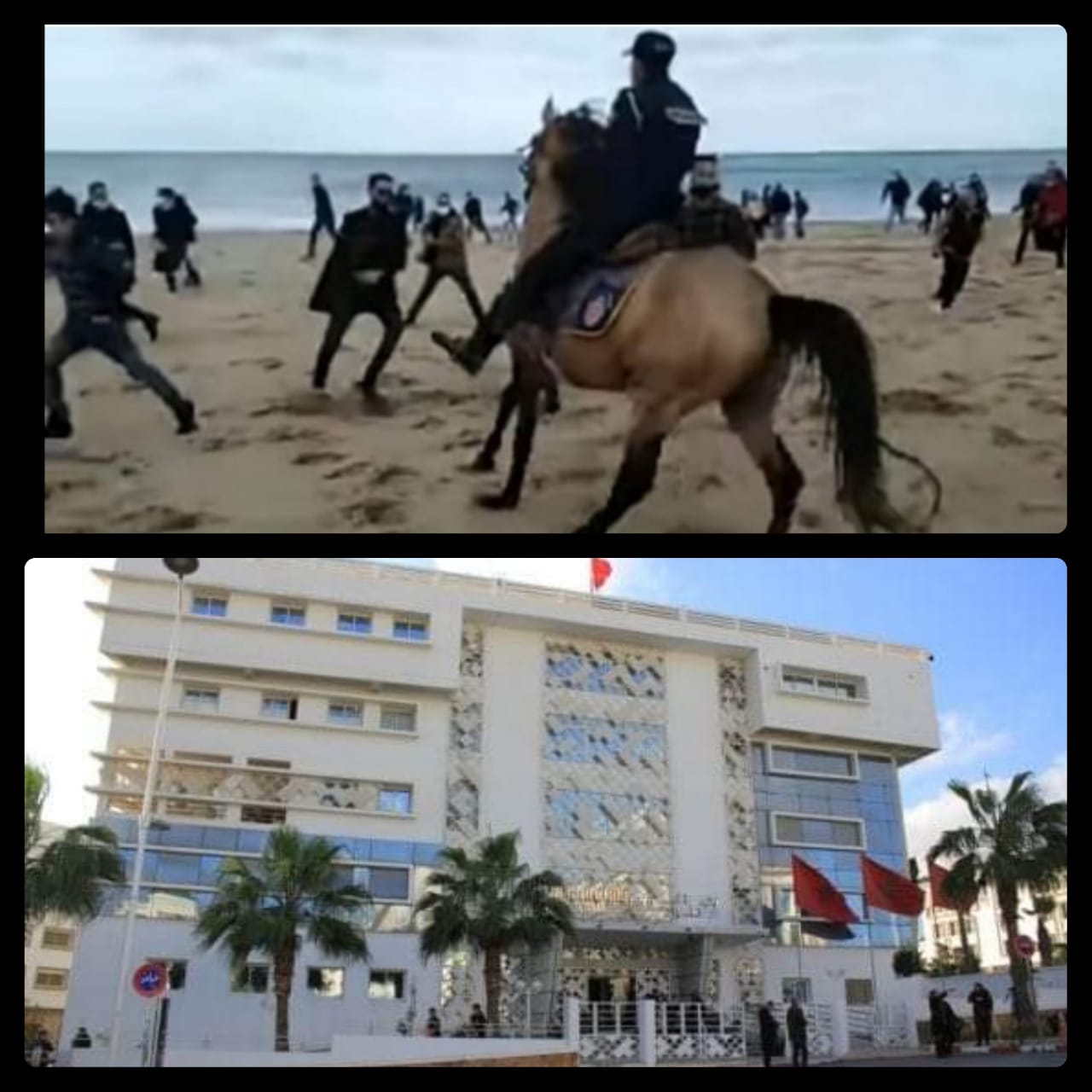 دورية خيول تصادف إحتجاجات مرتيل و مجهولون يستغلونها لتغليط الرأي العام