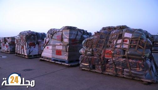 ادخال المساعدات الإنسانية المغربية إلى قطاع غزة عبر معبر رفح