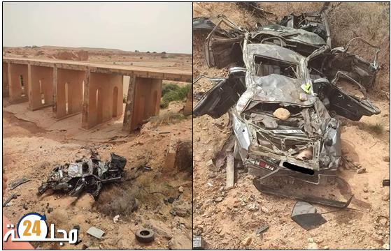 سقوط سيارة من أعلى قنطرة مخلفة 3 قتلى