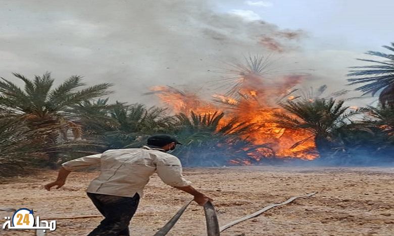 ايت اعميرة: حريق مهول بضيعة فلاحية