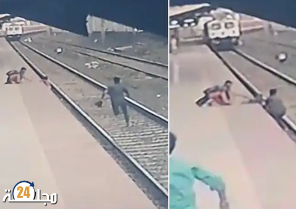 انقاذ شخص سقط بكرسيه المتحرك داخل سكة ميترو الأنفاق