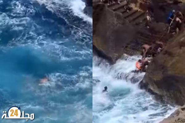 مسن نجا من موت محقق بشاطئ رأس الماء