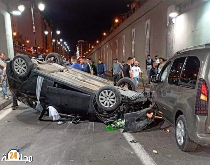 زفاف يتحول لمأساة بعد انقلاب سيارة زفاف داخل نفق