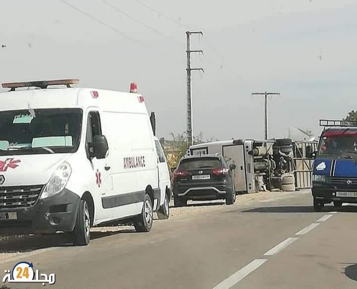 خطير…انقلاب حافلة لنقل الركاب بين الجديدة واولاد فرج