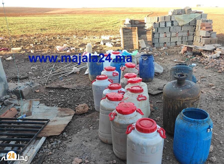 درك خميس متوح يداهم مصنع لإنتاج ” الماحيا” و يحجز 600 لتر منها