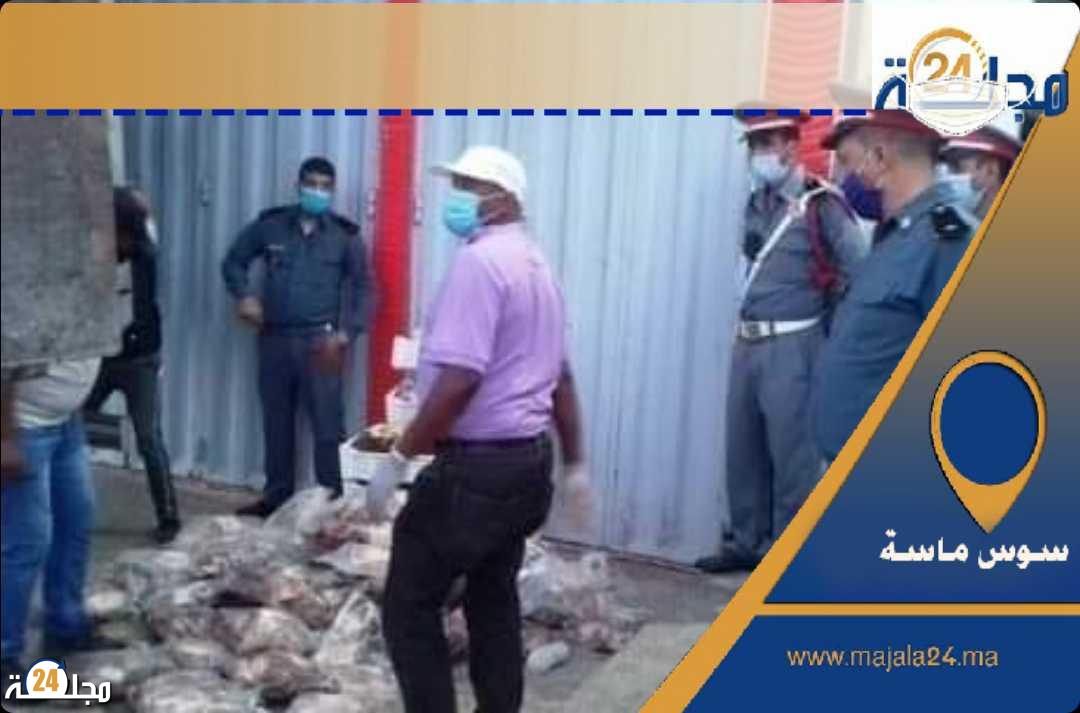 درك يحجز سيارة محملة باللحوم الفاسدة باولاد تايمة