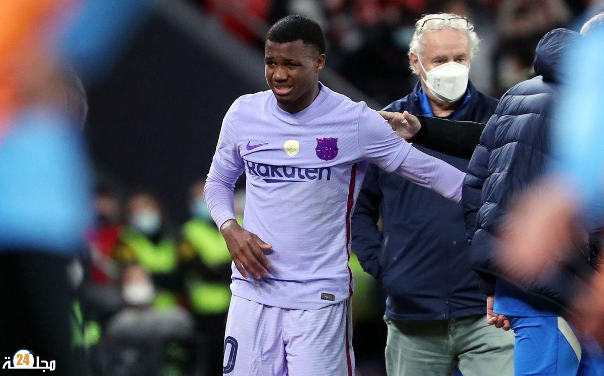 مهاجم برشلونة أنسو فاني مهدد بالغياب لمدة شهرين جراء الإصابة