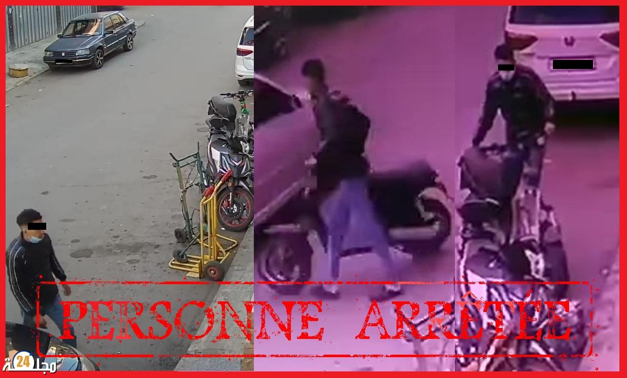 الشرطة القضائية بمنطقة أمن عين الشق بمدينة الدار البيضاء تلقي القبض على سارقي دراجة نارية