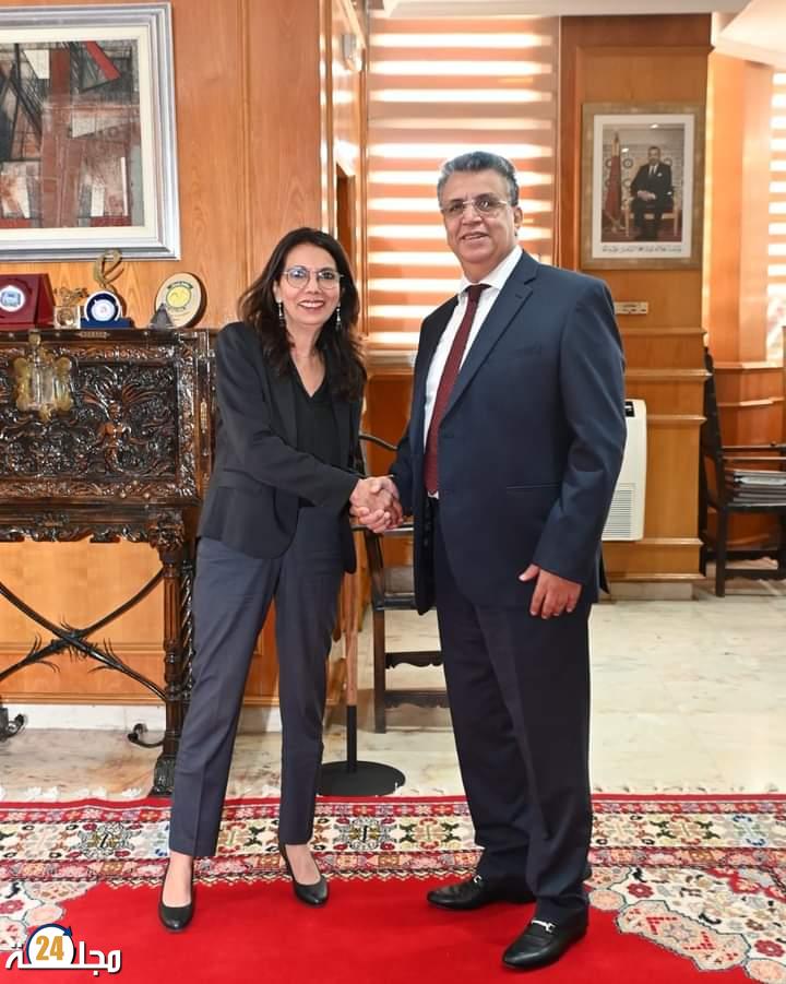 عبد اللطيف وهبي يستقبل السيدة نجاة مجيد ممثلة الأمين العام للأمم المتحدة المعنية بالعنف ضد الأطفال