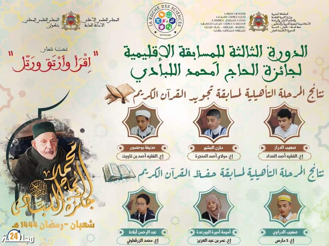 الإقصائيات النهائية لمسابقة الحاج امحمد اللبادي لتجويد القرآن الكريم