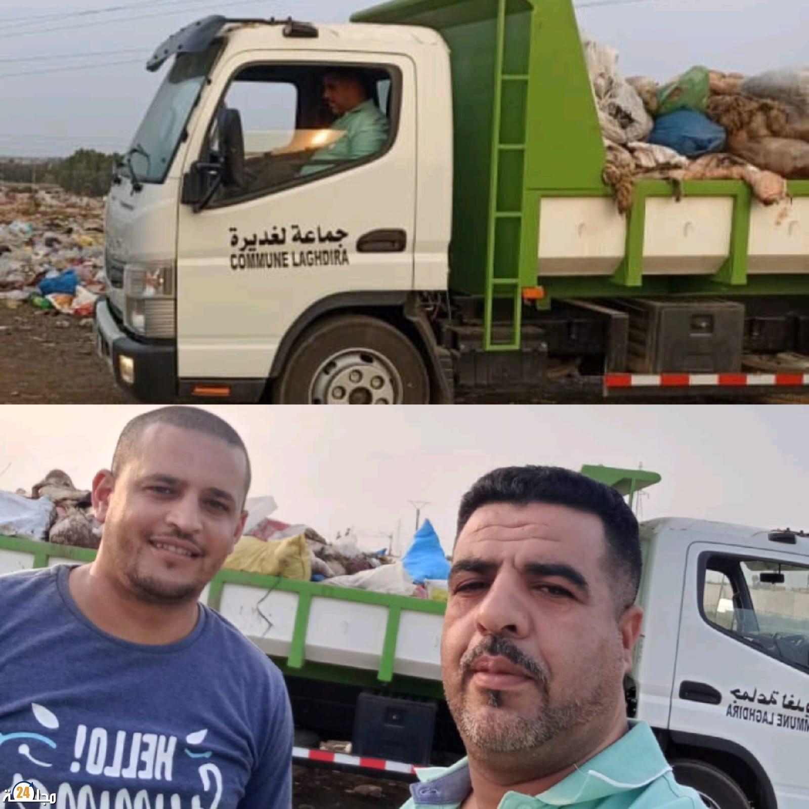 سابقة.. رئيس جماعة لغديرة يقود شاحنة نقل الأزبال ليسهر على نظافة منطقته في عيد الأضحى