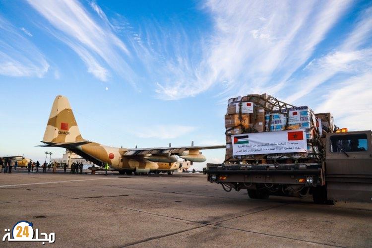 وصول طائرتين عسكريتين مغربيتين إلى مطار العريش محملتين بالمساعدات الإنسانية الموجهة إلى فلسطين