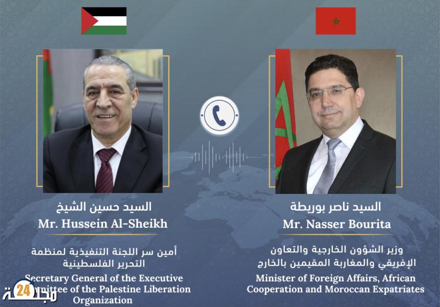 تنفيذا لتوجيهات قائدي البلدين.. بوريطة يتباحث مع أمين سر اللجنة التنفيذية لمنظمة التحرير الفلسطينية