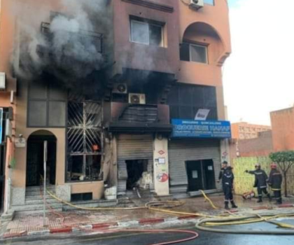 حريق مهول يجتاح عمارة في قلب منطقة جليز بمراكش