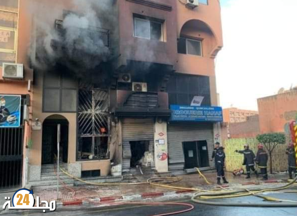 حريق مهول يجتاح عمارة في قلب منطقة جليز بمراكش
