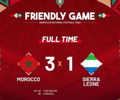 فوز مهم للمنتخب المغربي في المباراة الودية أمام سيراليون بثلاثية