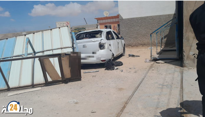 العيون… لولا الالطاف لوقعت الكارثة بعد اصطدام سيارة بمستودع قنينات الغاز