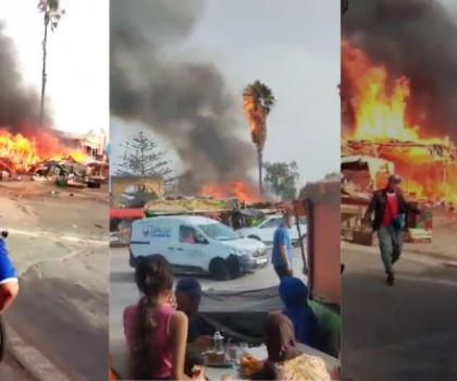 حريق مهول يأتي على سوق عشوائي لبيع الخضر والفواكه ببرشيد