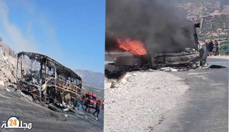 النيران التهمت حافلة لنقل المسافرين بين تطوان وشفشاون