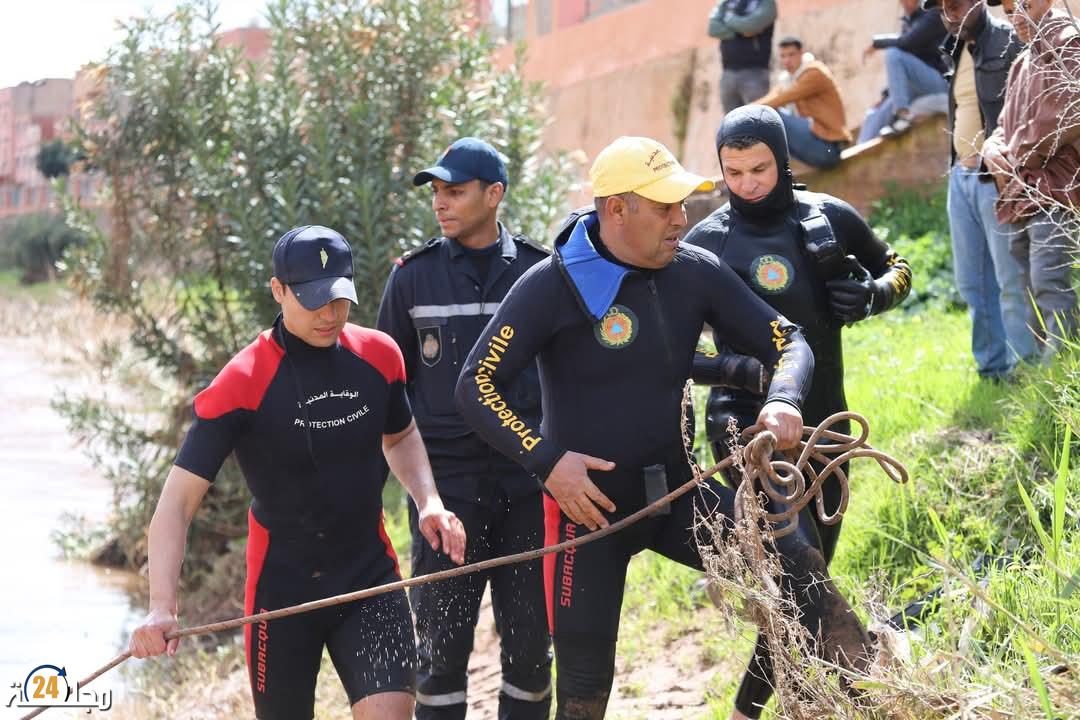 الوقاية المدنية تواصل جهودها لانتشال جثة طفل غريق بنهر أم الربيع