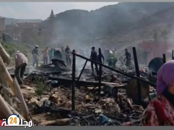 حريق يلتهم خيمة أسرة من متضرري الزلزال الحوز بأمزميز
