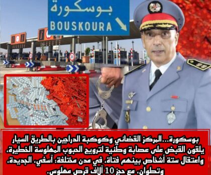 بوسكورة.. تفكيك شبكة لترويج الحبوب المهلوسة كانت ستغرق تطوان والجديدة وأسفي بالسموم