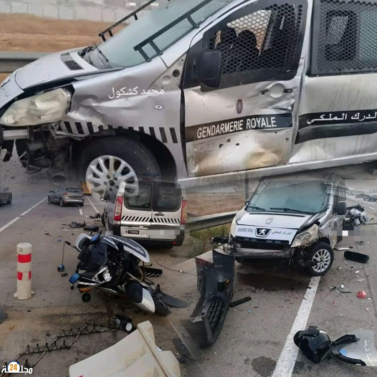 نجاة عناصر الدرك الملكي من حادث سير خطير بتيط مليل