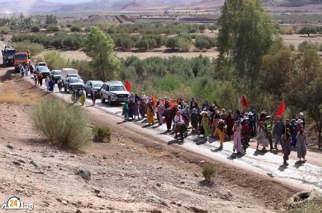 نساء تلحيانت في مسيرة حاشدة للمطالبة بإصلاح الطريق وسط استجابة أولية من السلطات