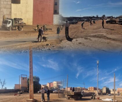 حملة نظافة واسعة بالسوق الأسبوعي لمدينة ابن أحمد بإشراف السلطة المحلية والمجلس البلدي