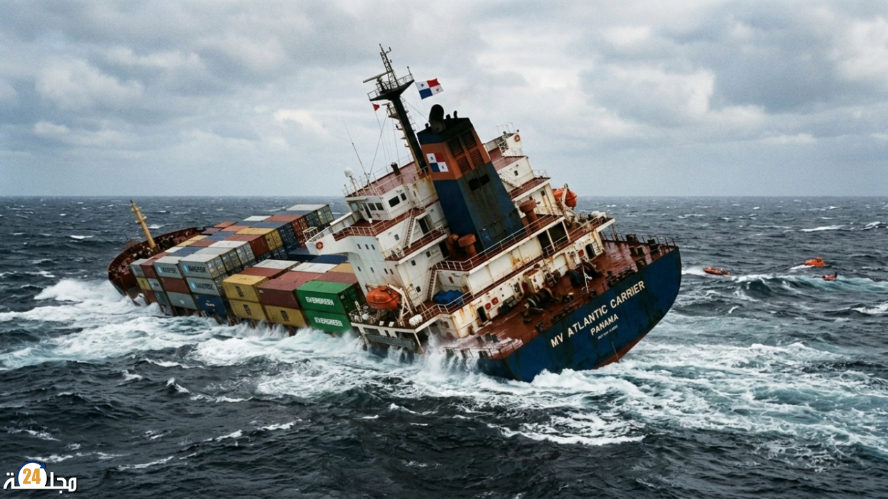 غرق سفينة تجارية قبالة سواحل العيون وإنقاذ جميع أفراد طاقمها