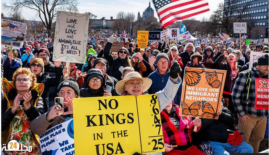 احتجاجات مليونية تاريخية تجتاح الولايات المتحدة تنديداً بسياسات ترامب “الاستبدادية” وحرب الشرق الأوسط