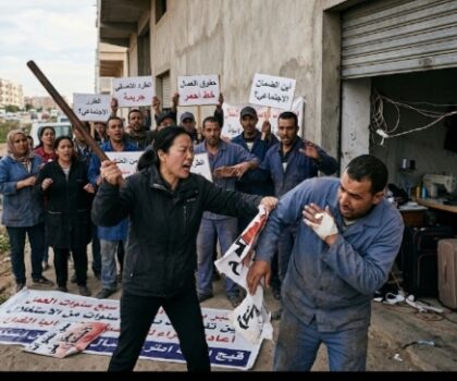 مستثمرة صينية تهاجم عمالها المحتجين بعصا