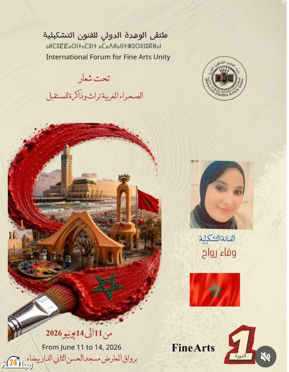 الفنانة التشكيلية وفاء رواح تتألق في ملتقى الوحدة الدولي للفنون التشكيلية
