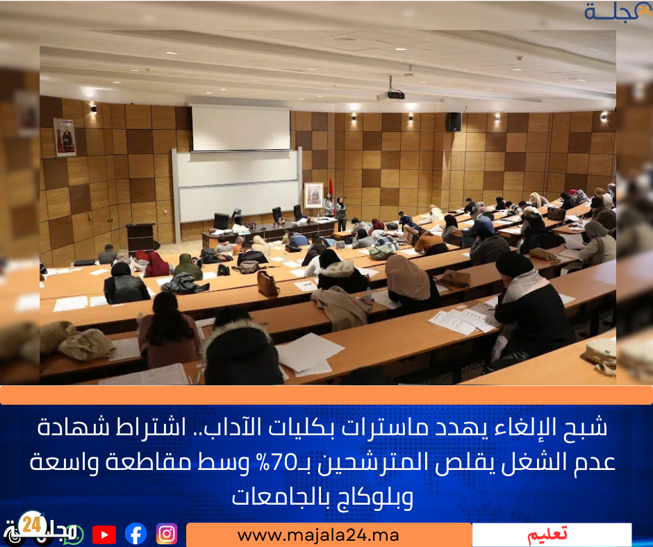 شبح الإلغاء يهدد ماسترات بكليات الآداب.. اشتراط شهادة عدم الشغل يقلص المترشحين بـ70% وسط مقاطعة واسعة وبلوكاج بالجامعات